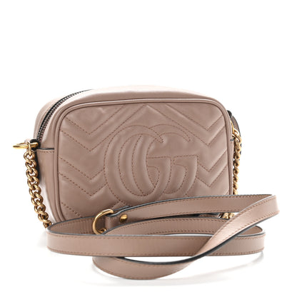 Gucci Calfskin Matelasse Mini GG Marmont Chain Shoulder Bag Porcelain Rose 3 of 14
