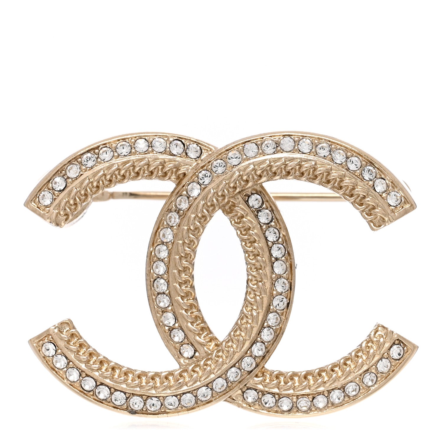 Chanel Crystal CC Brooch Gold 1 of 5
