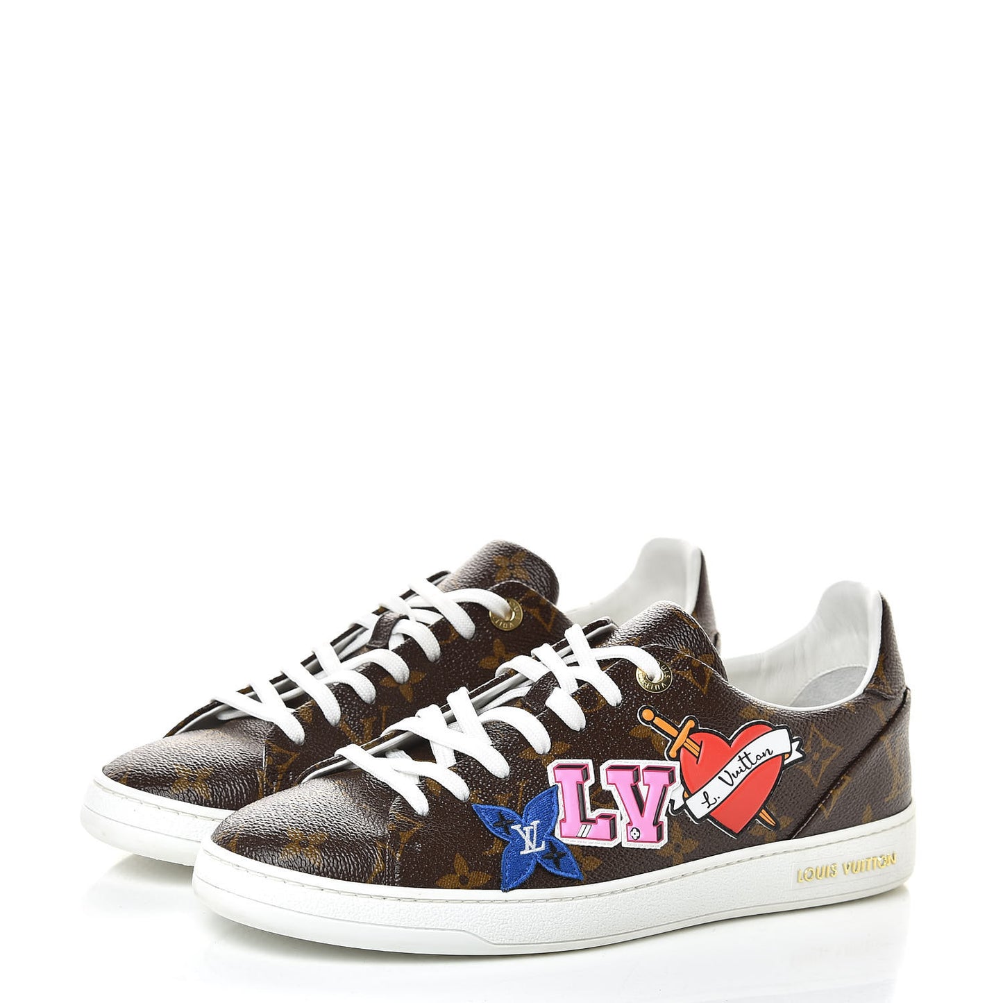Calfskin Monogram LV Black Heart Sneakers 40 Cacao
