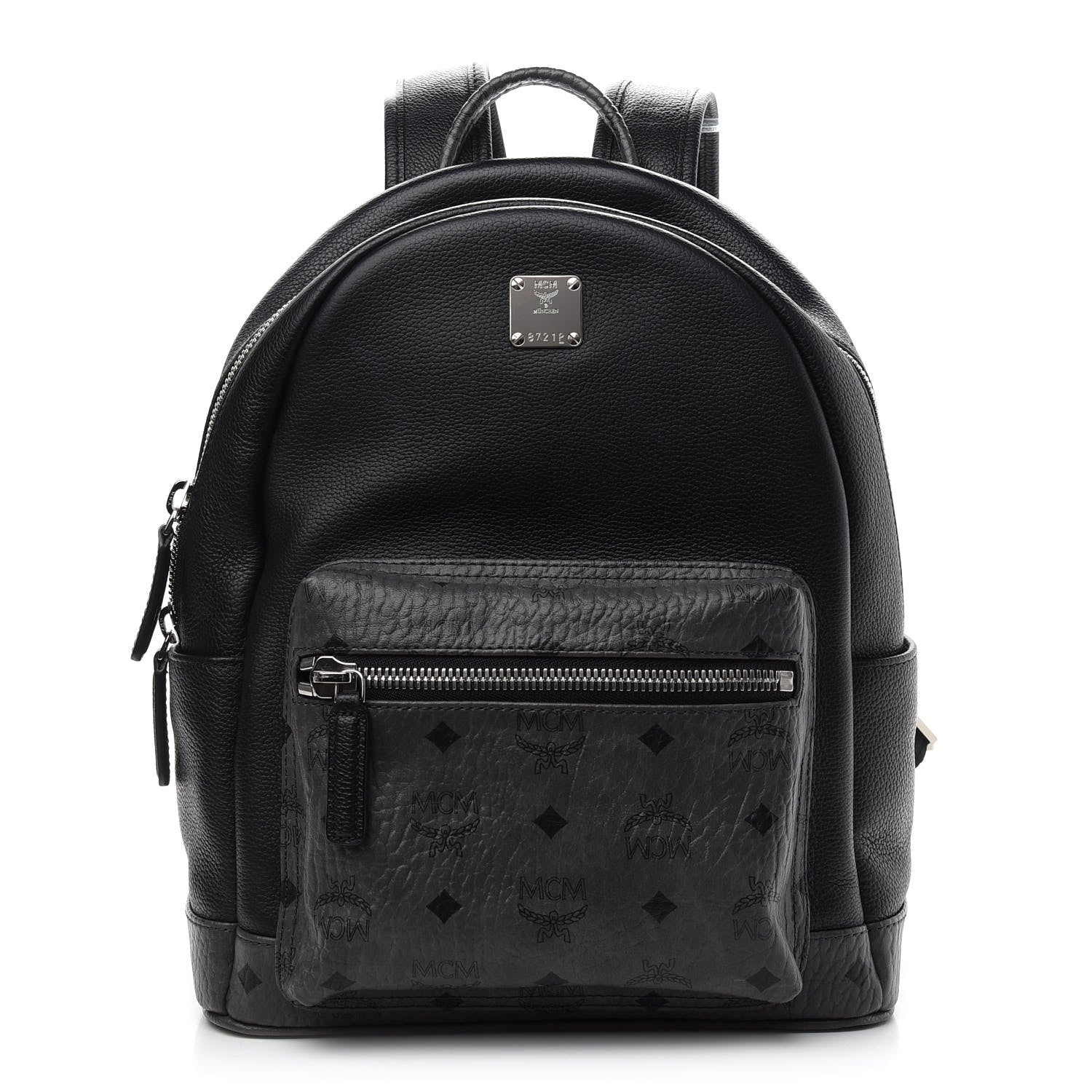 MCM Grained Calfskin Visetos Small Stark Backpack Black 1 of 10
