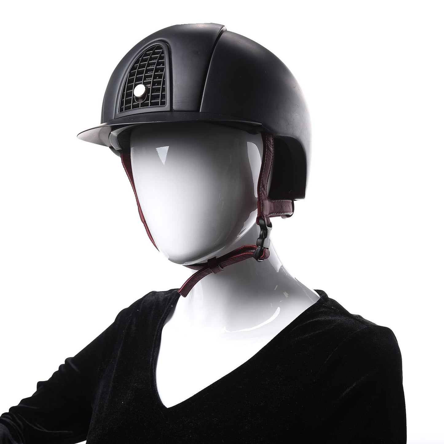Polycarbonate Zermatt Calfskin Eole Equestrian Riding Helmet 55 Black Rouge H
