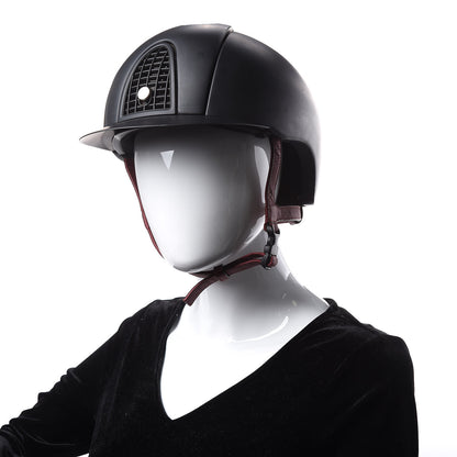 Hermes Polycarbonate Zermatt Calfskin Eole Equestrian Riding Helmet 55 Black Rouge H 2 of 11