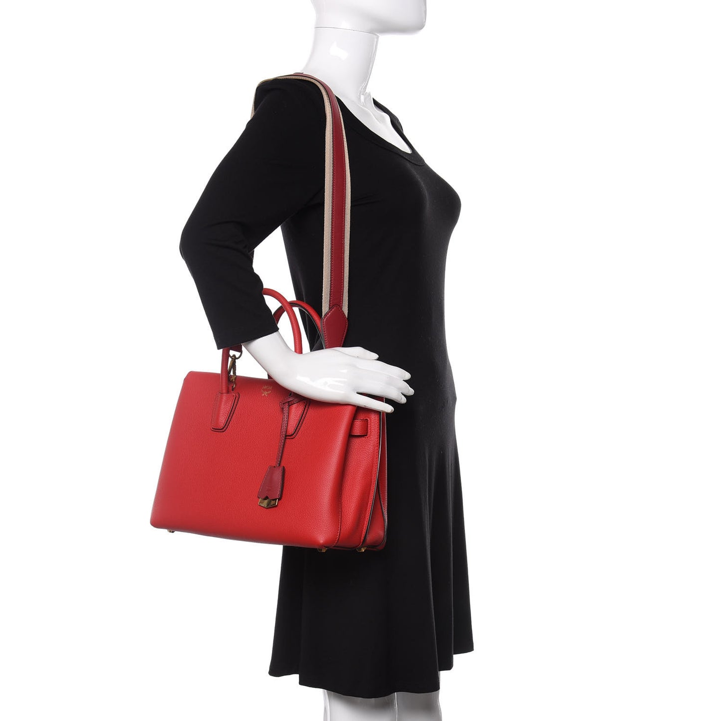 Grained Calfskin Medium Milla Tote Ruby Red