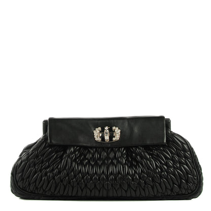 Miu Miu Nappa Matelasse Crystal Flap Clutch Black 1 of 8