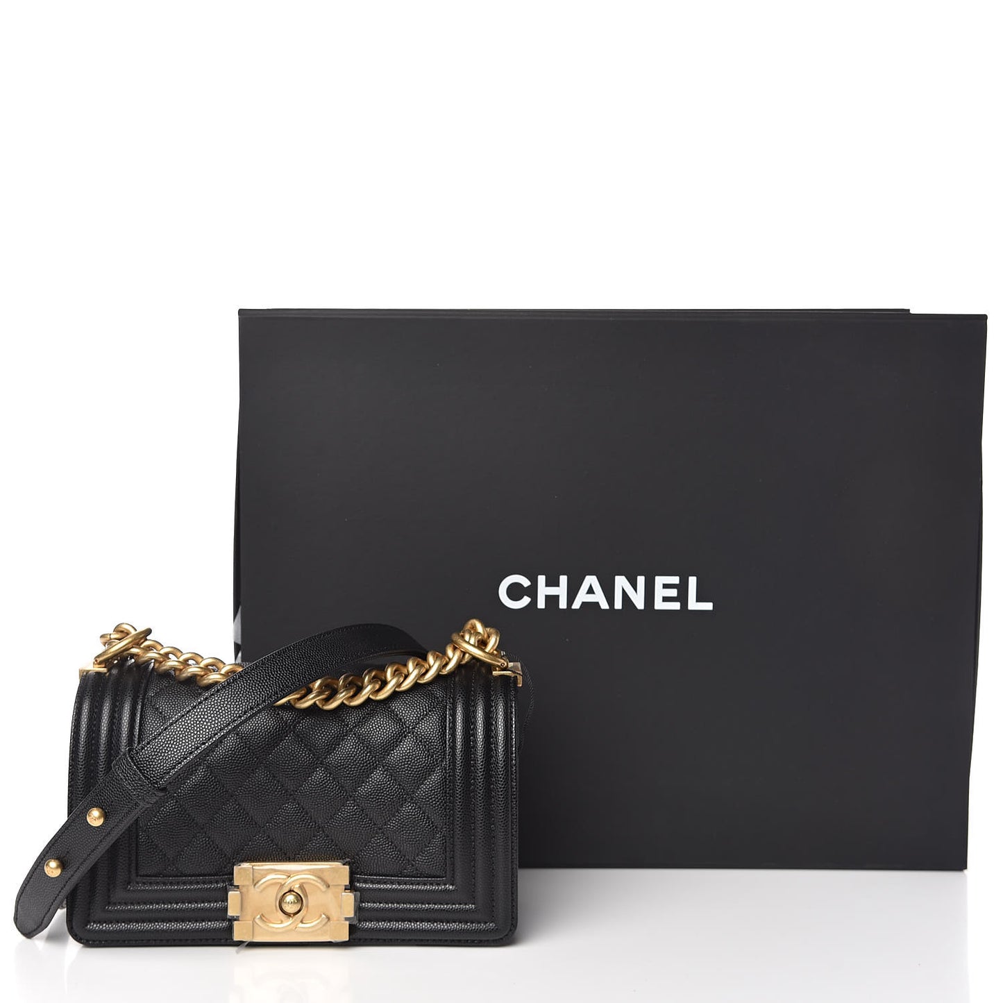 Caviar Quilted Small Boy Flap Black