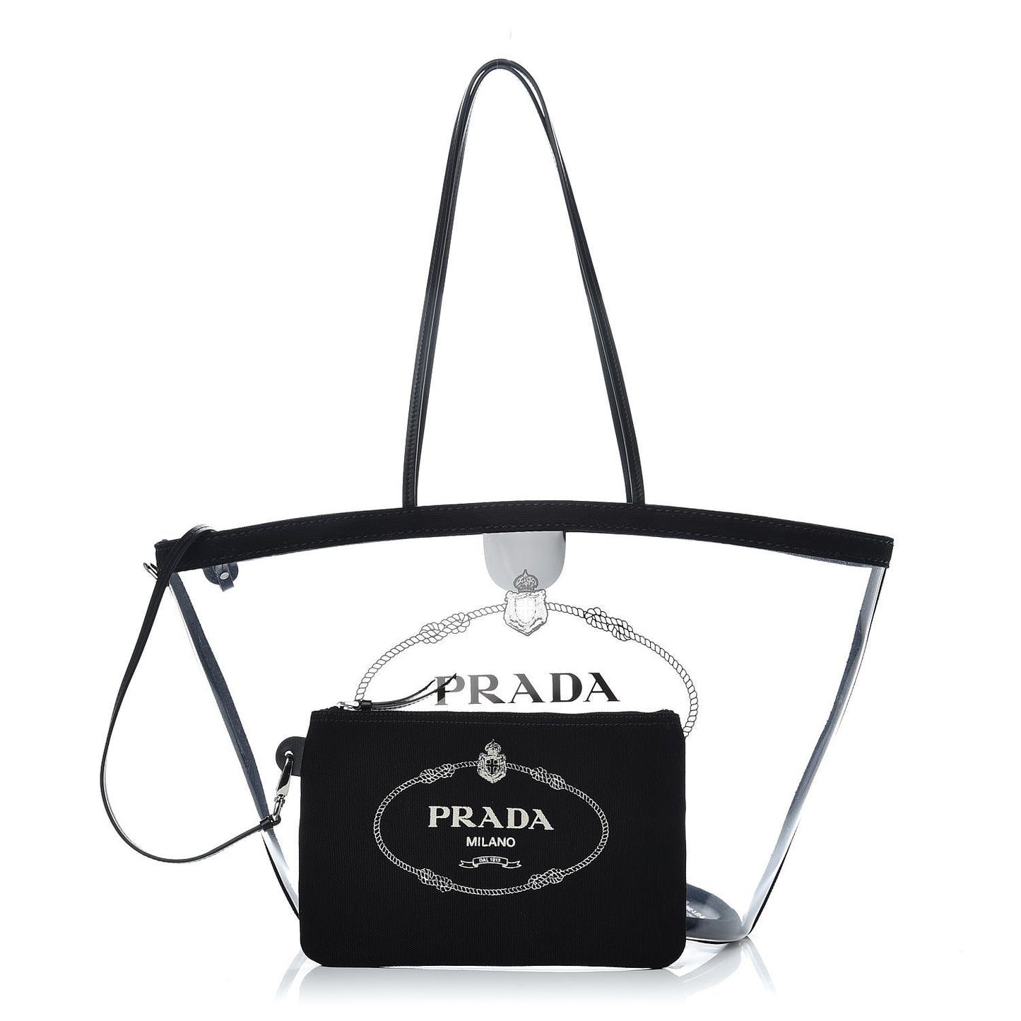Plexiglass Calfskin Small Shopper Tote Black