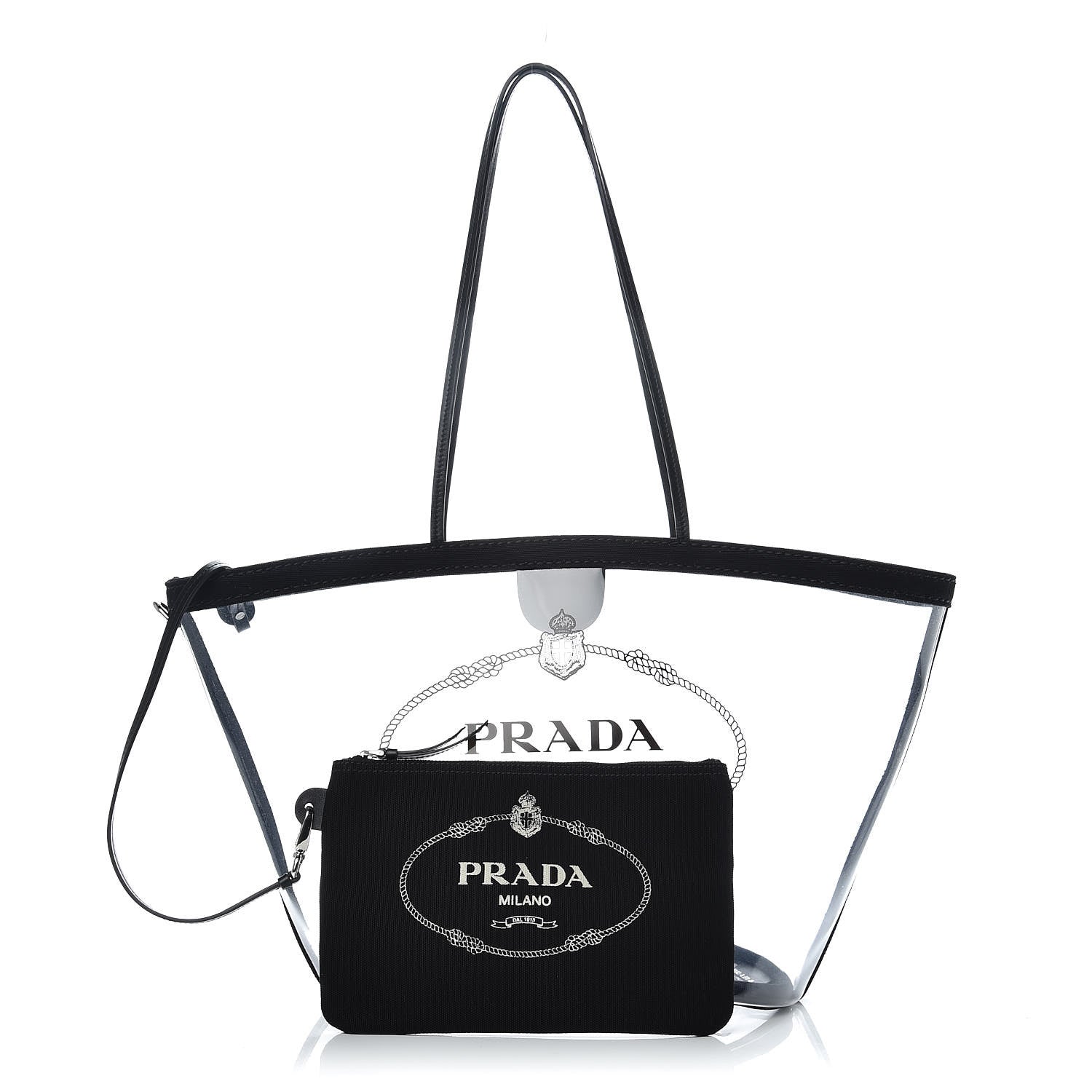 Prada Plexiglass Calfskin Small Shopper Tote Black 1 of 11