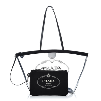 Prada Plexiglass Calfskin Small Shopper Tote Black 1 of 11