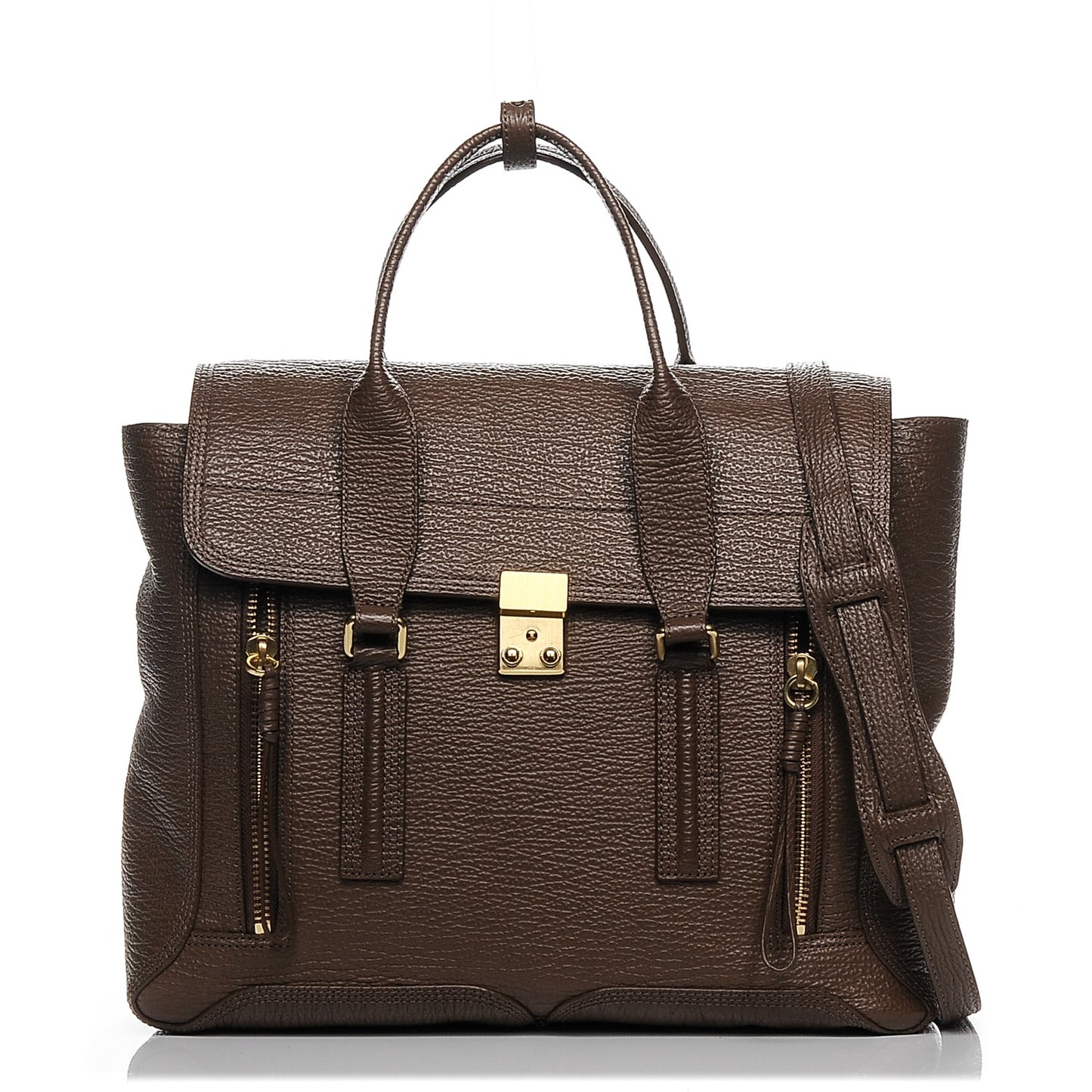 3.1 Textured Calfskin Large Pashli Satchel Taupe