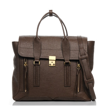 3.1 Phillip Lim 3.1 Textured Calfskin Large Pashli Satchel Taupe 1 of 6