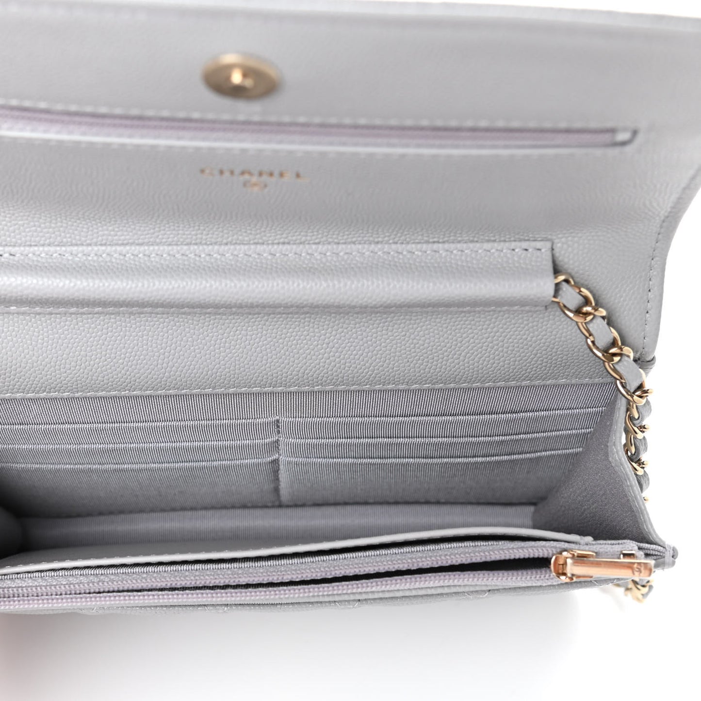 Caviar Quilted Wallet On Chain WOC Grey