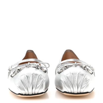 Gucci Nappa Lame Horsebit Ballet Flats 40 Argento 3 of 9