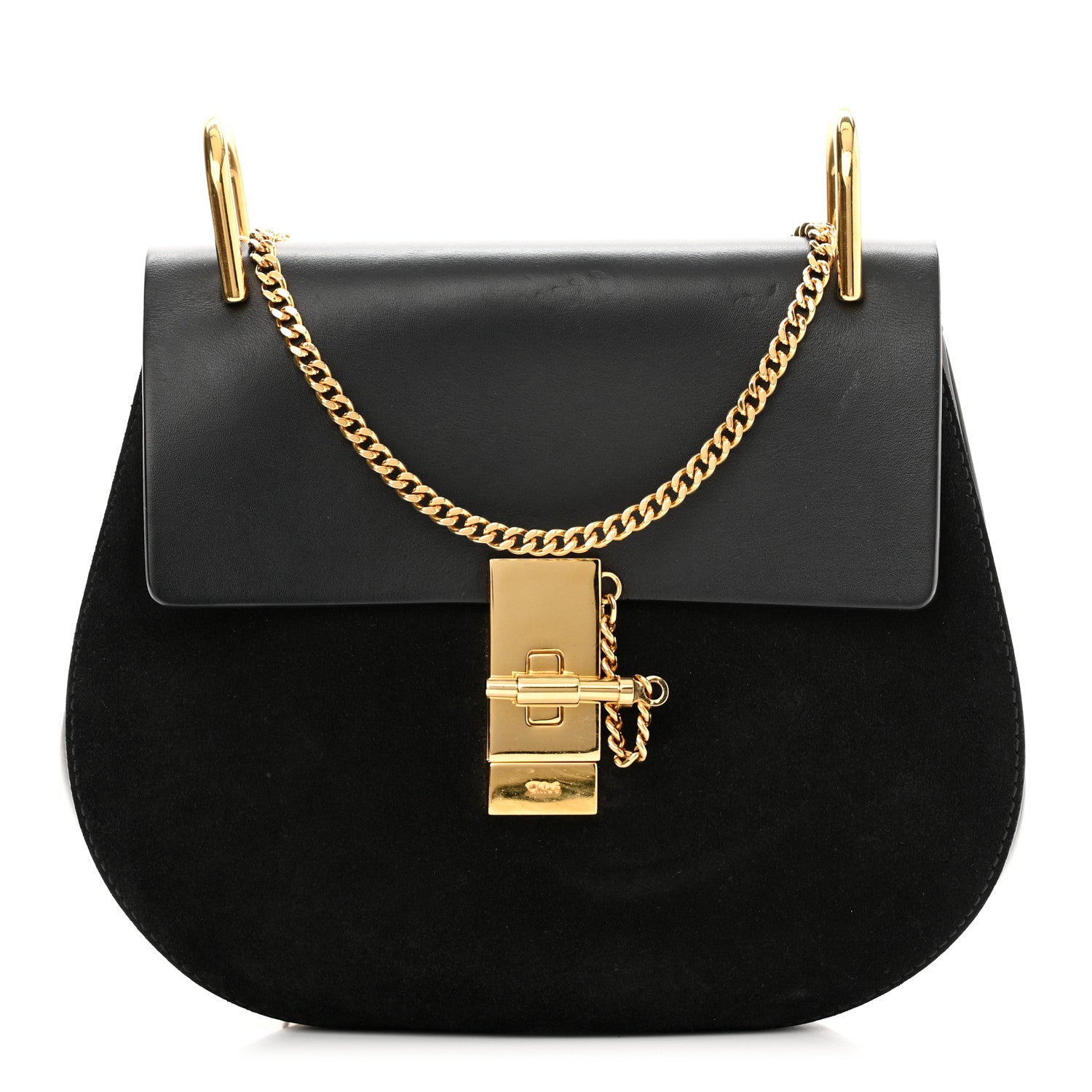 Chloe Suede Smooth Calfskin Drew Shoulder Bag Black 1 of 10