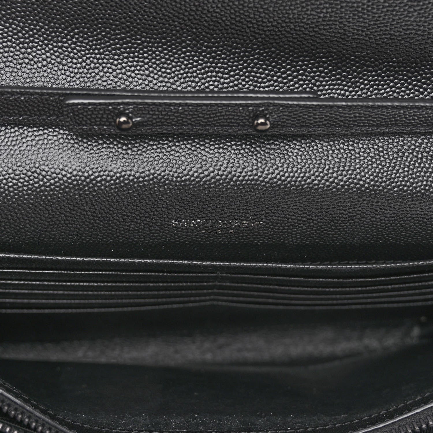 Saint Laurent Grain De Poudre Matelasse Chevron Monogram Monochrome Chain Wallet Black 6 of 10