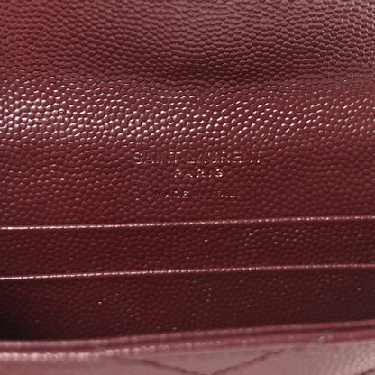 Saint Laurent Grain De Poudre Matelasse Chevron Small Monogram Envelope Wallet Rouge Legion 6 of 7