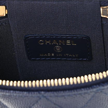 Chanel Caviar Quilted Small Vertical Coco Beauty Vanity Case With Chain Navy 5 of 9
