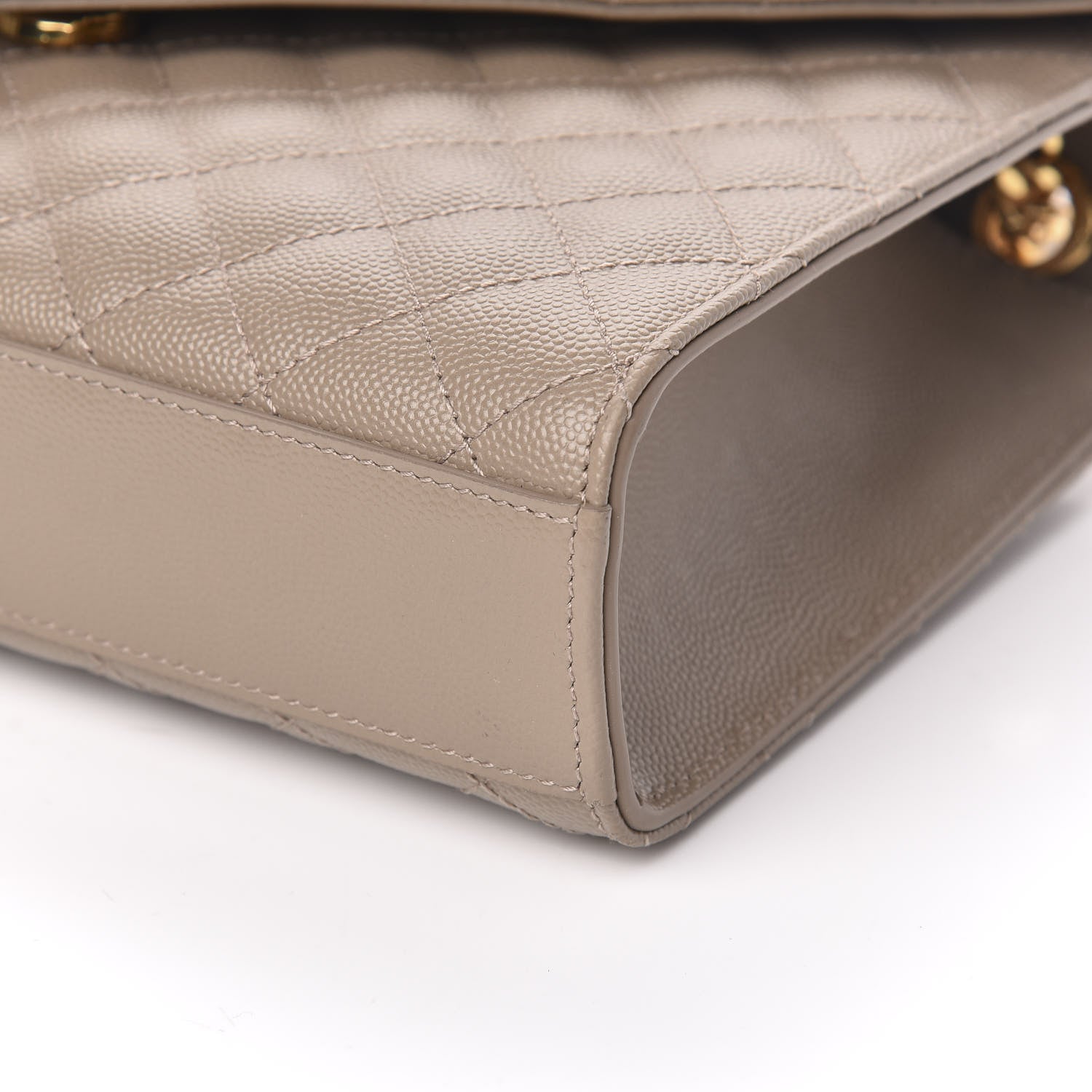 Saint Laurent Grain De Poudre Textured Mixed Matelasse Medium Triquilt Monogram Satchel Taupe 8 of 9