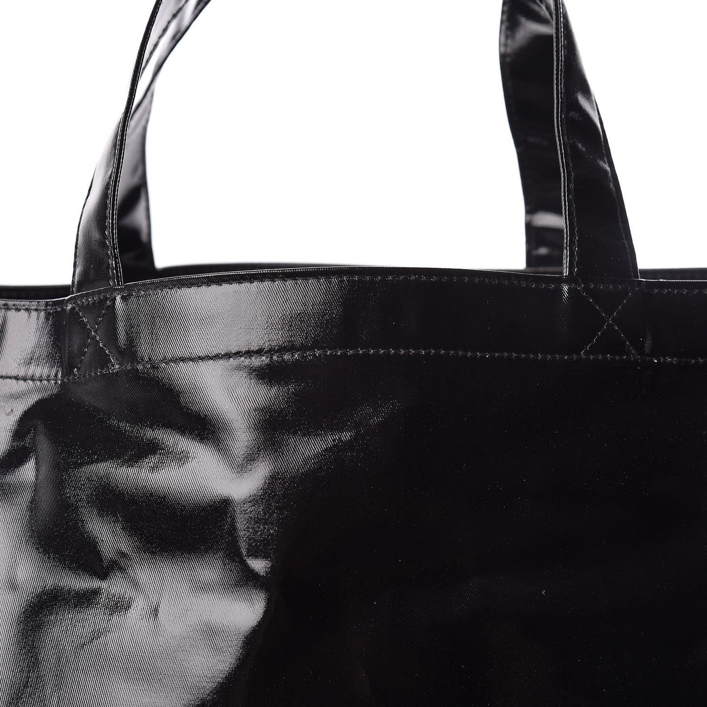 Patent Canvas Frame Logo Vertical Tote Black Crop