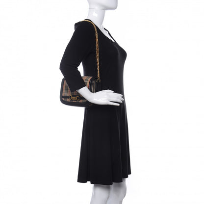 Burberry Smooth Calfskin 1983 Knight Check Link Shoulder Bag Black 2 of 15