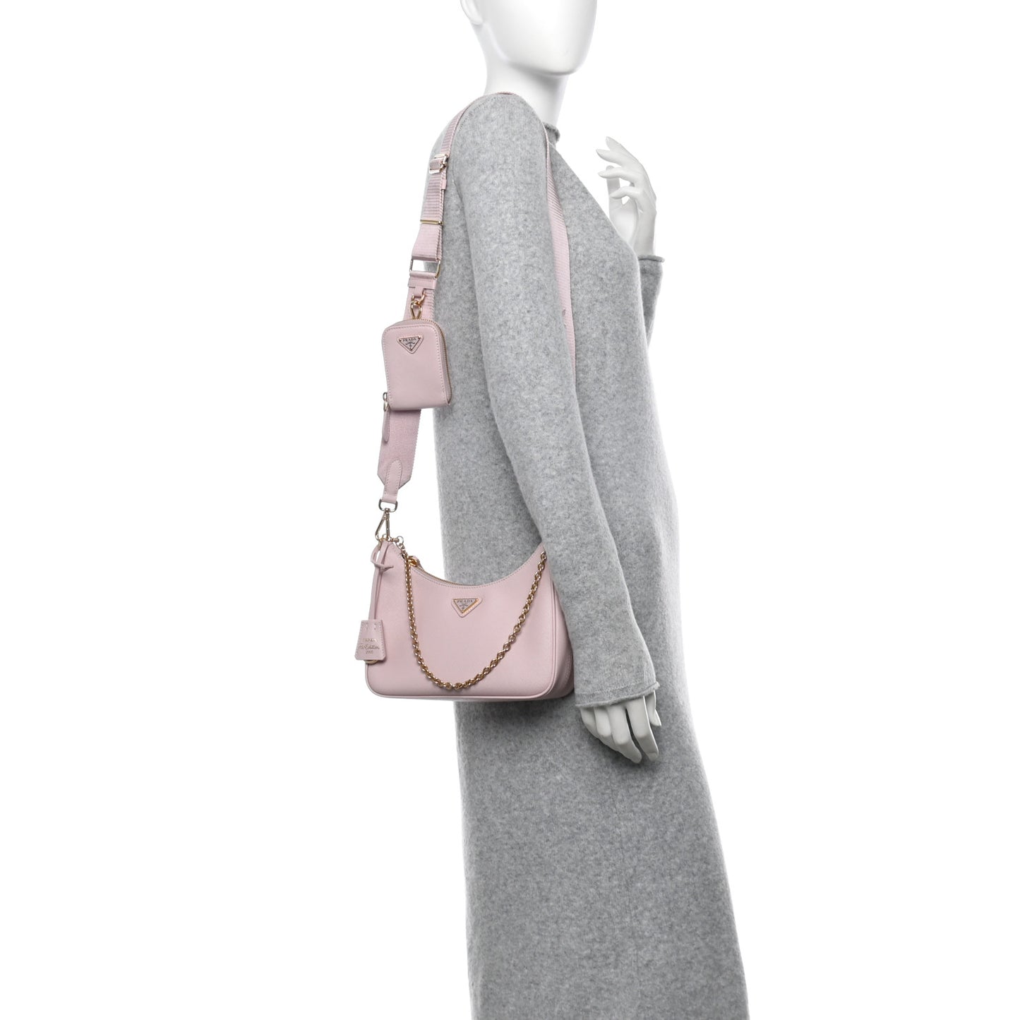 Saffiano Lux Re-Edition 2005 Shoulder Bag Alabastro