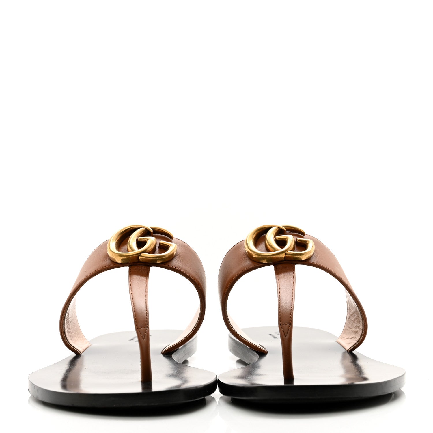 Gucci Calfskin GG Marmont Thong Sandals 38.5 Cognac 2 of 8