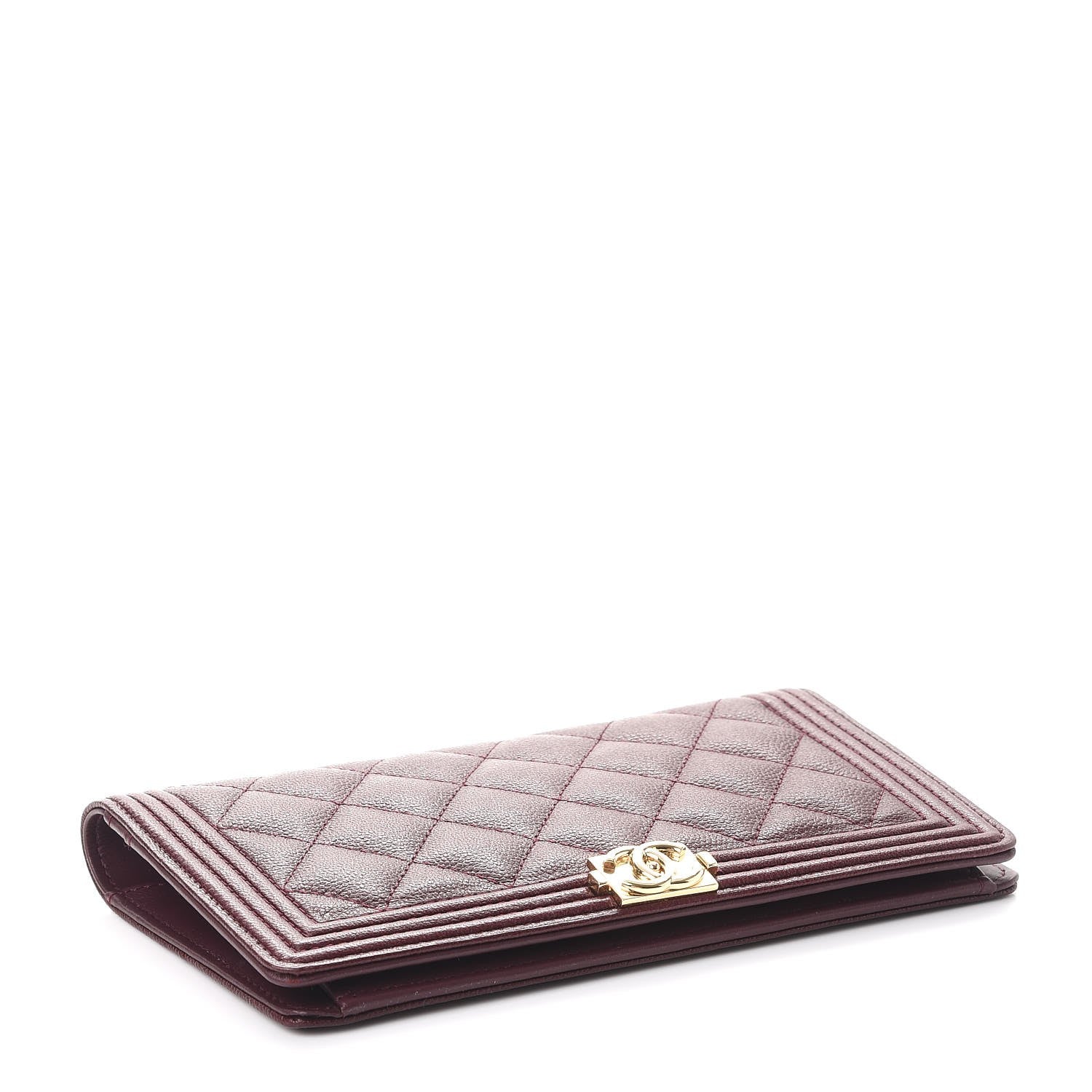 Chanel Caviar Quilted Boy Yen Wallet Dark Purple 4 of 9