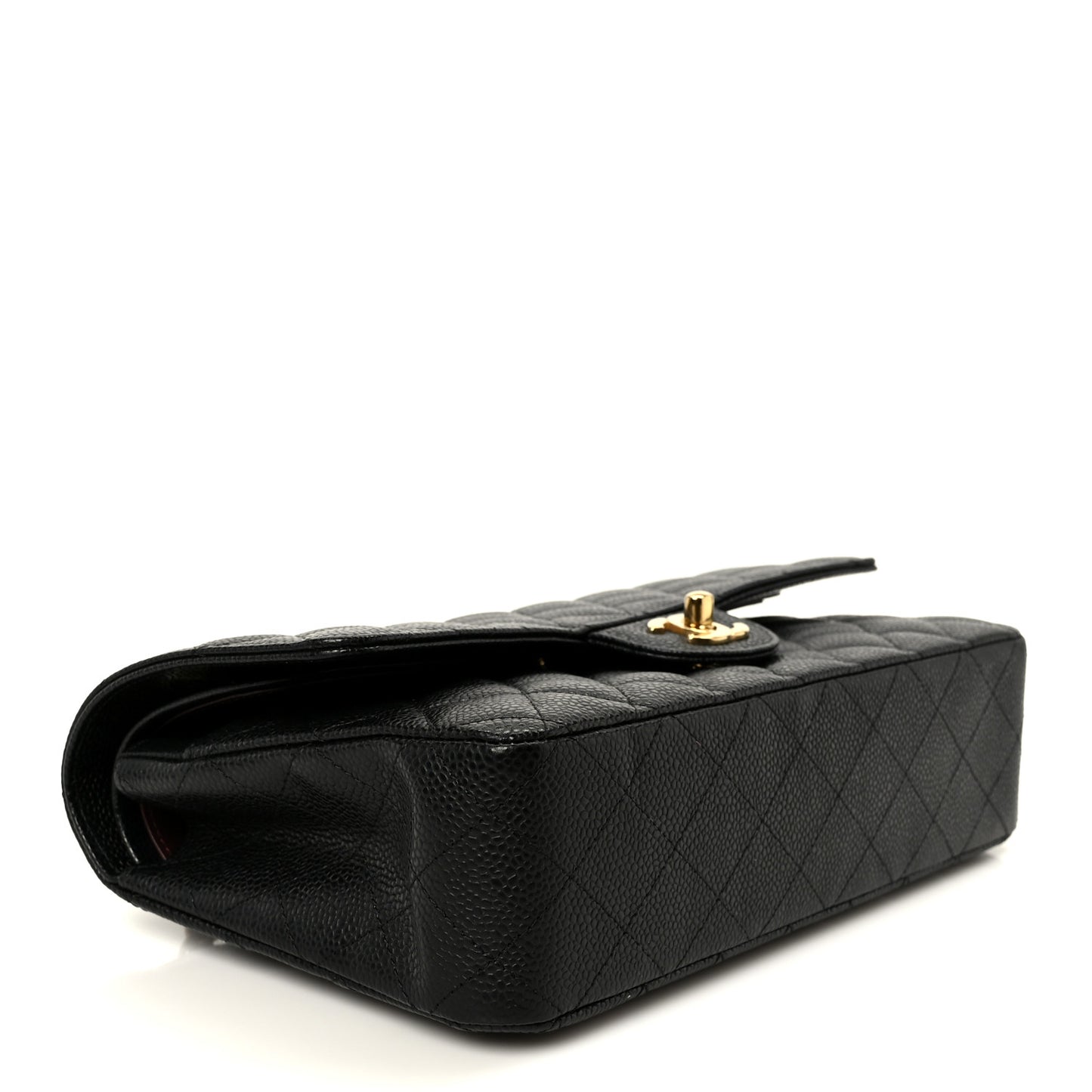 Caviar Quilted Medium Double Flap Black