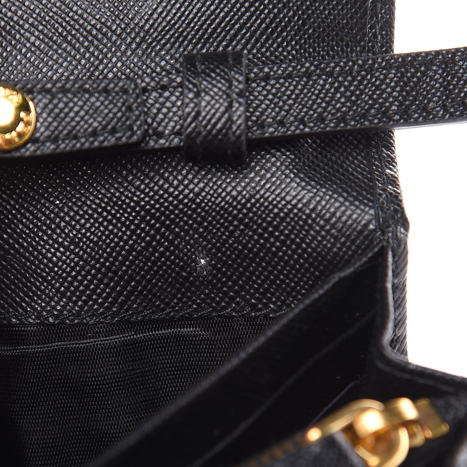 Prada Saffiano Metal Oro Chain Wallet Black 8 of 11