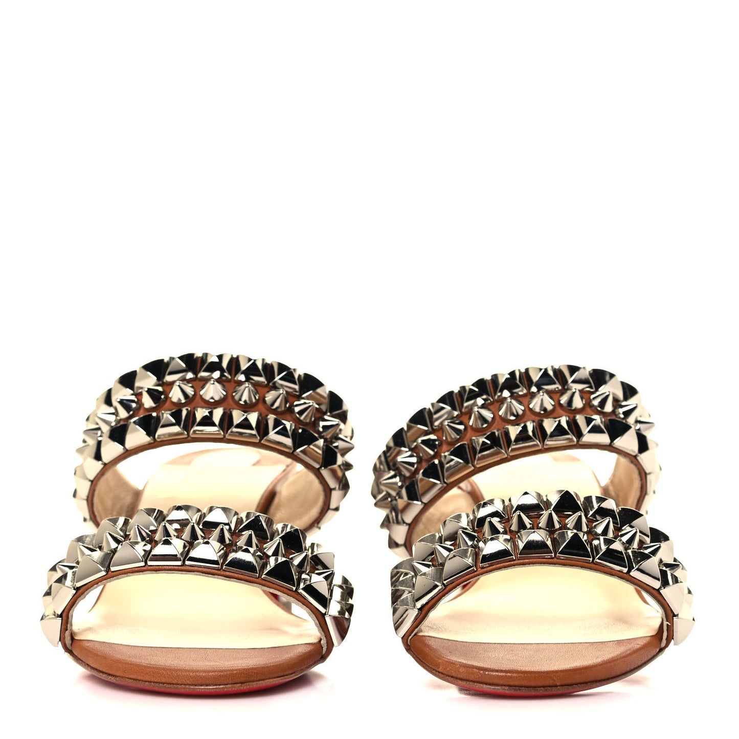 Calfskin Studded Tina Goes Mad 55 Slide Sandals 37 Cuoio