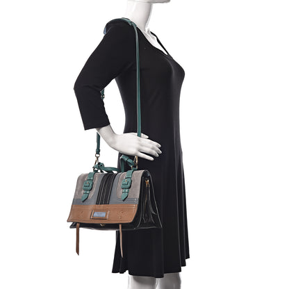Prada Glace Calfskin Suede Etiquette Shoulder Bag Cannella Pavone 2 of 12