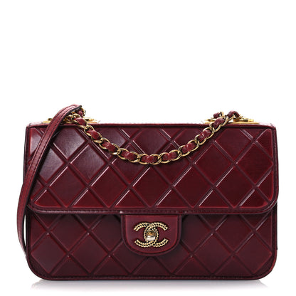 Chanel Calfskin Embossed Medium Flap Red 1 of 15