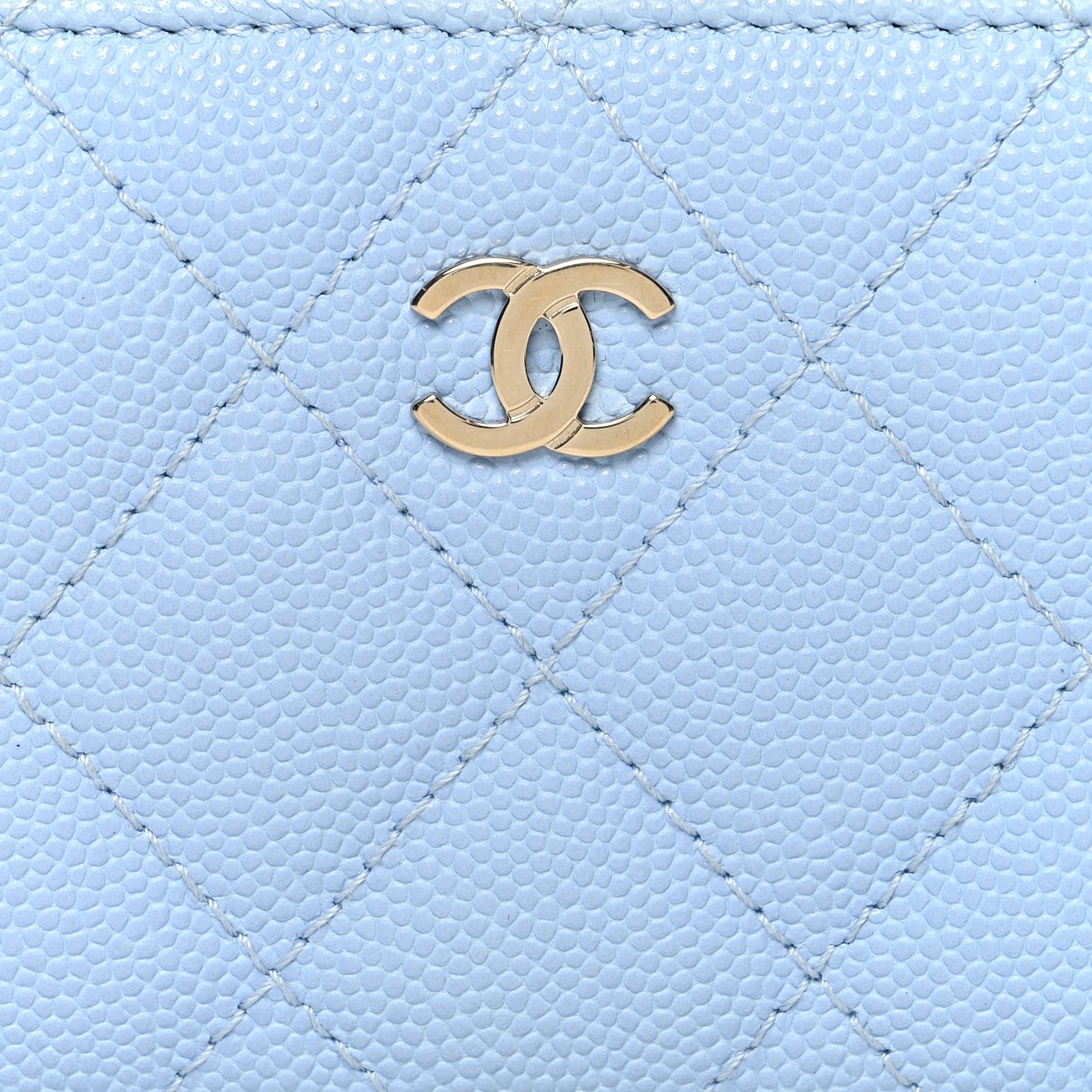Chanel Caviar Quilted Zip Coin Purse Light Blue 8 of 9