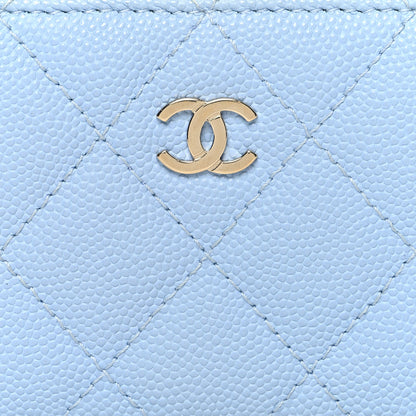 Chanel Caviar Quilted Zip Coin Purse Light Blue 8 of 9