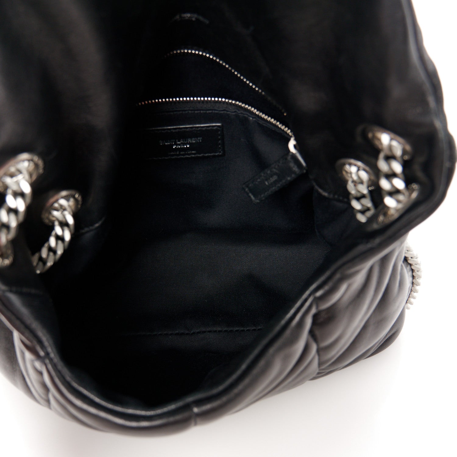 Saint Laurent Lambskin Quilted Small Loulou Puffer Monogram Chain Satchel Black 5 of 11