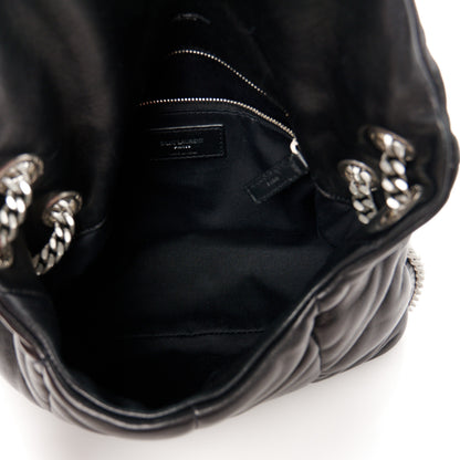 Saint Laurent Lambskin Quilted Small Loulou Puffer Monogram Chain Satchel Black 5 of 11
