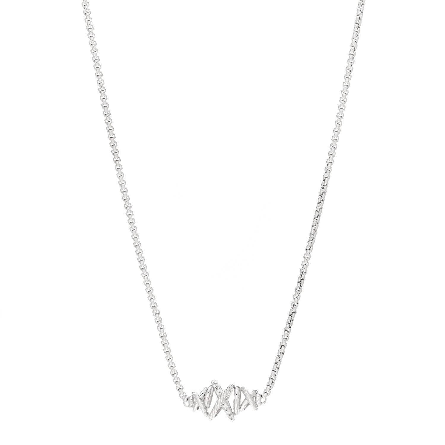 David Yurman Sterling Silver Crossover Single Station Pendant Necklace 1 of 4