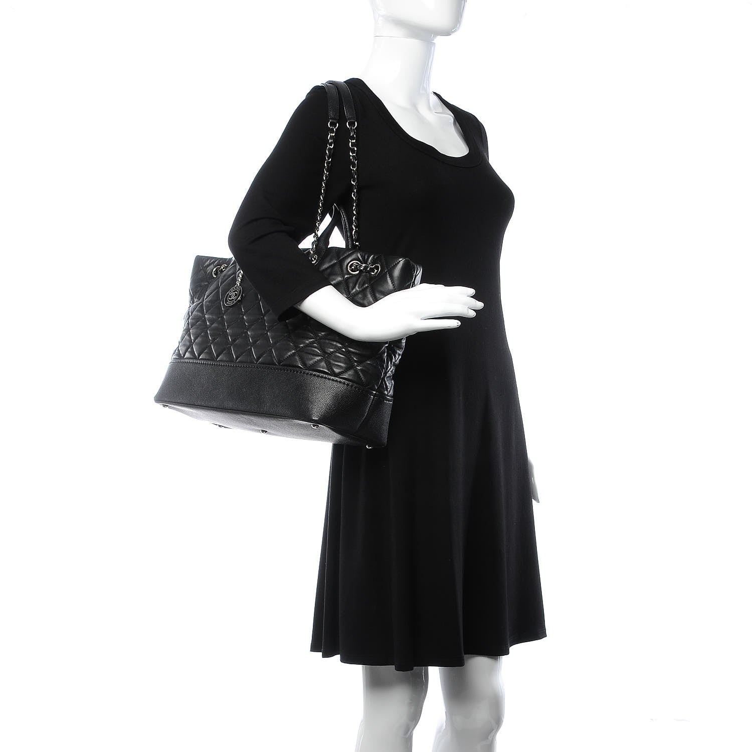 Chanel Calfskin Caviar Quilted Large Shopping Tote Black 2 of 9