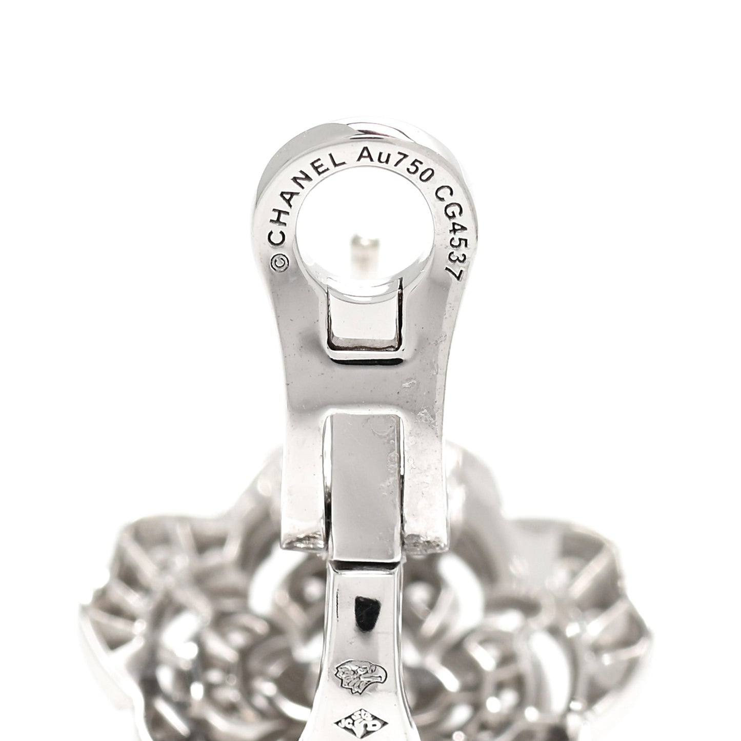 18K White Gold Diamond Bouton de Camelia Earrings