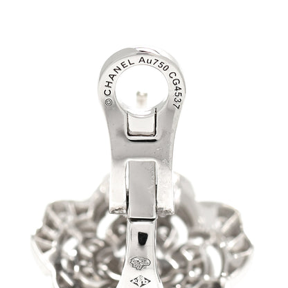 Chanel 18K White Gold Diamond Bouton de Camelia Earrings 3 of 5