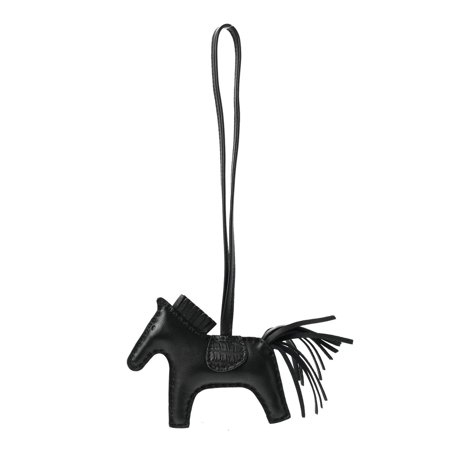 Milo Lambskin Matte Alligator Touch Grigri Rodeo Horse Bag Charm PM So Black