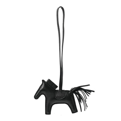 Hermes Milo Lambskin Matte Alligator Touch Grigri Rodeo Horse Bag Charm PM So Black 1 of 4