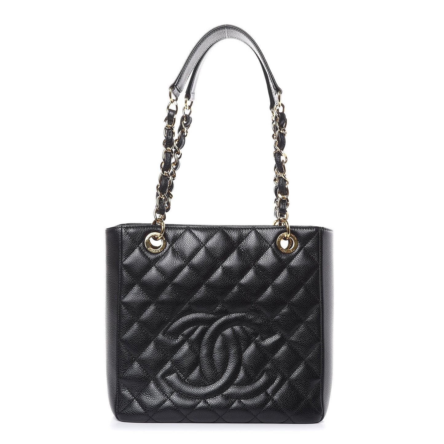 Caviar Quilted Petit Shopping Tote PST Black