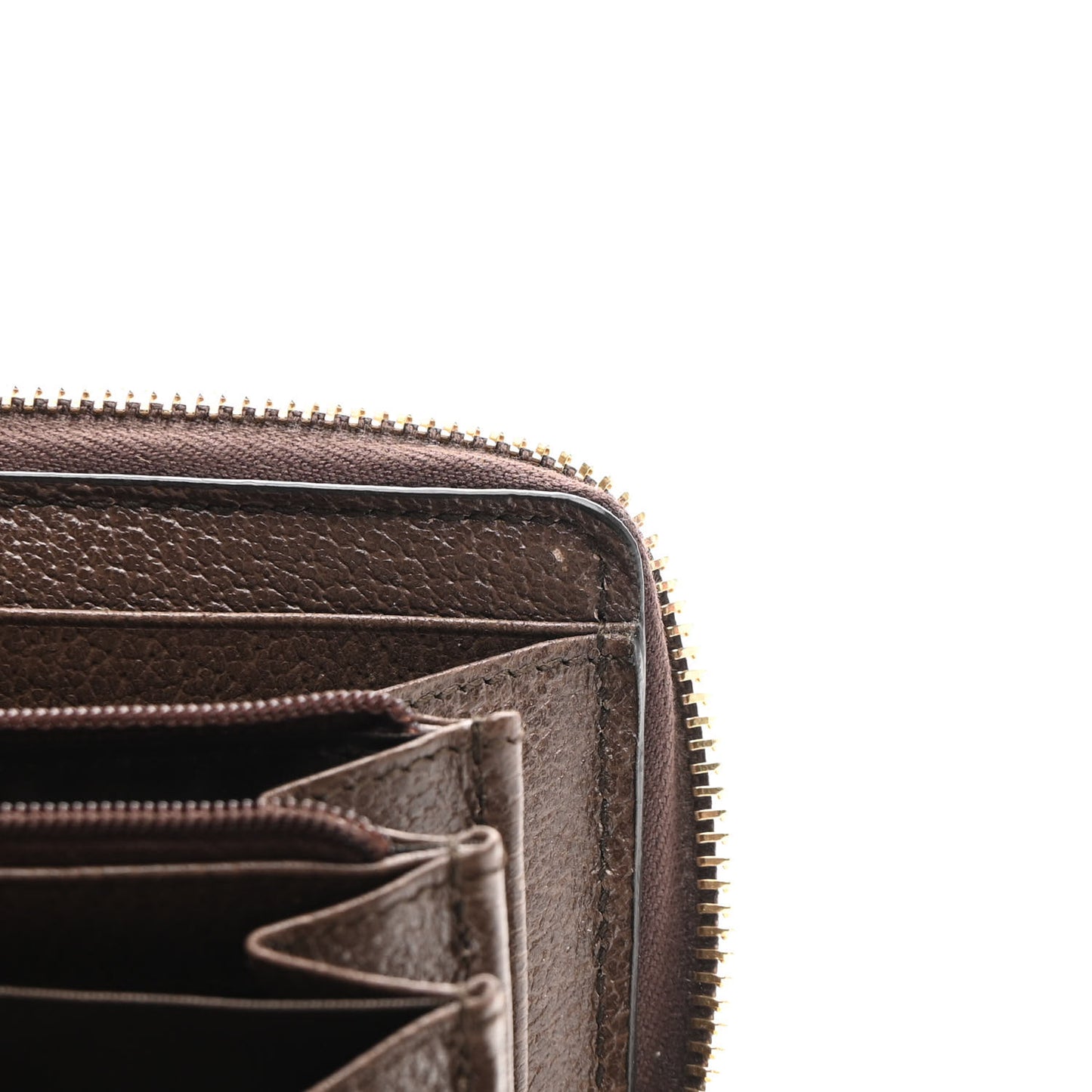 GG Supreme Monogram Web Ophidia Zip Around Wallet Brown