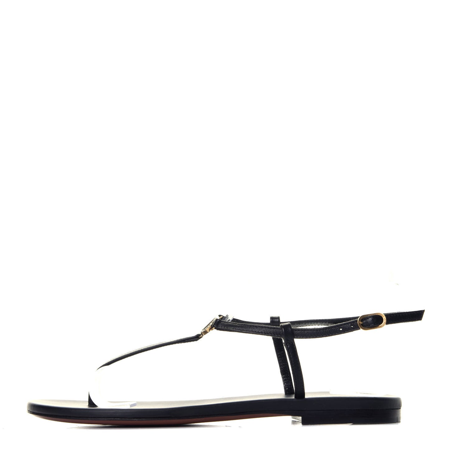 Lambskin Signature T-Strap Thong Sandals 36 Black