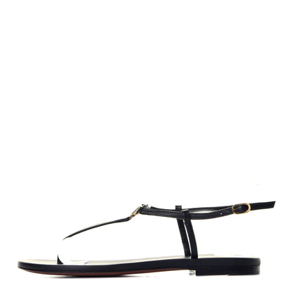 Christian Dior Lambskin Signature T-Strap Thong Sandals 36 Black 1 of 8