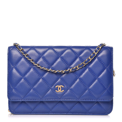 Chanel Lambskin Quilted Wallet On Chain WOC Blue Fonce 1 of 13