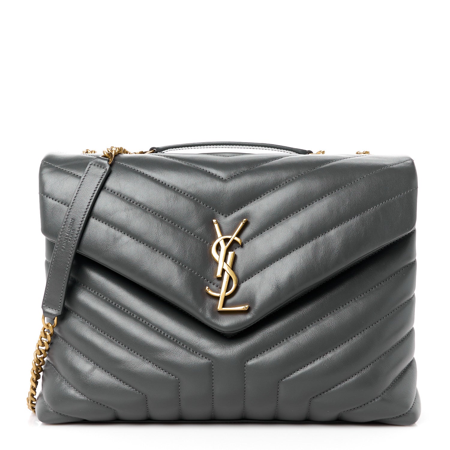 Saint Laurent Calfskin Y Quilted Monogram Medium Loulou Chain Satchel Storm 1 of 12