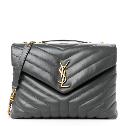 Saint Laurent Calfskin Y Quilted Monogram Medium Loulou Chain Satchel Storm 1 of 12