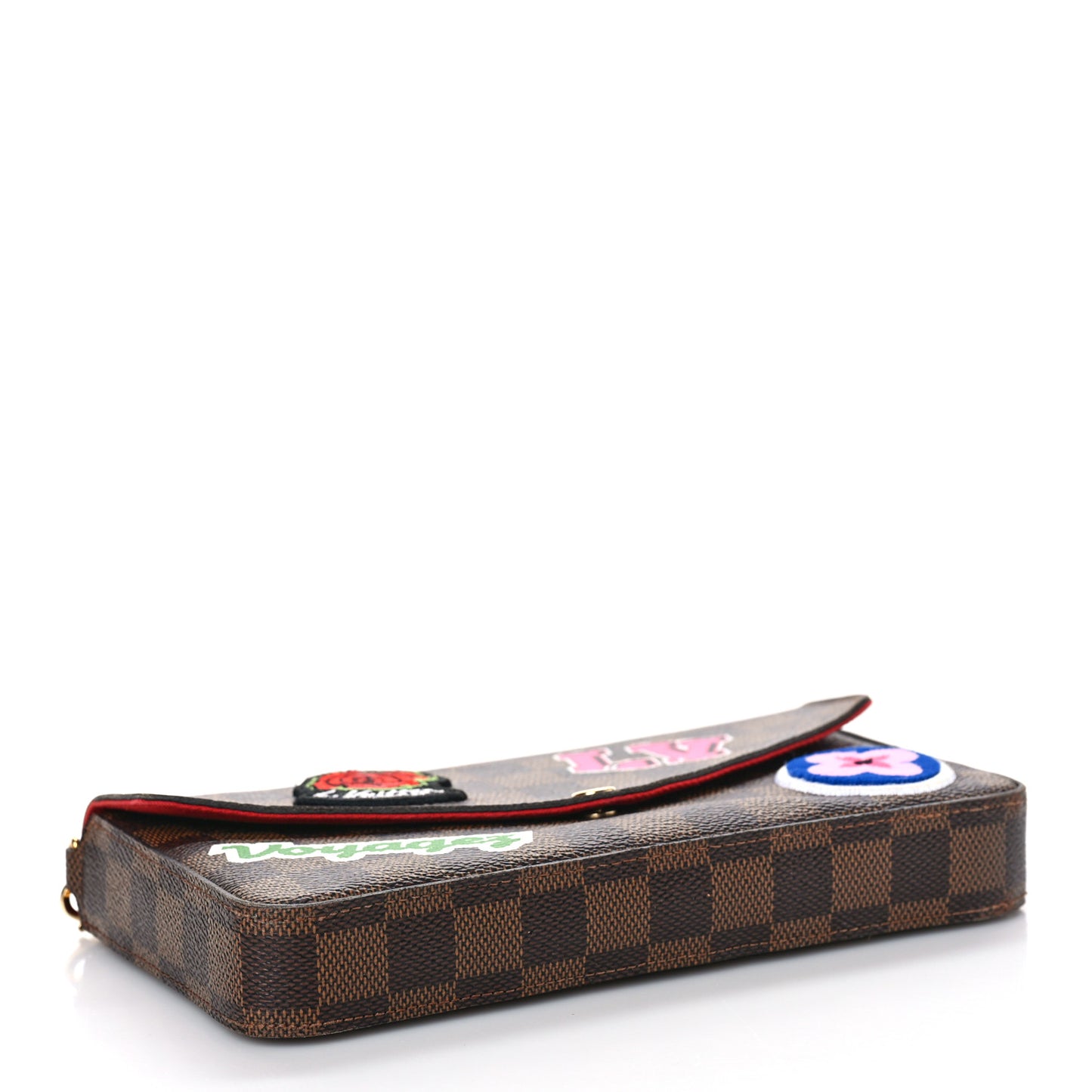 Damier Ebene My LV World Tour Pochette Felicie Chain Wallet Coquelicot