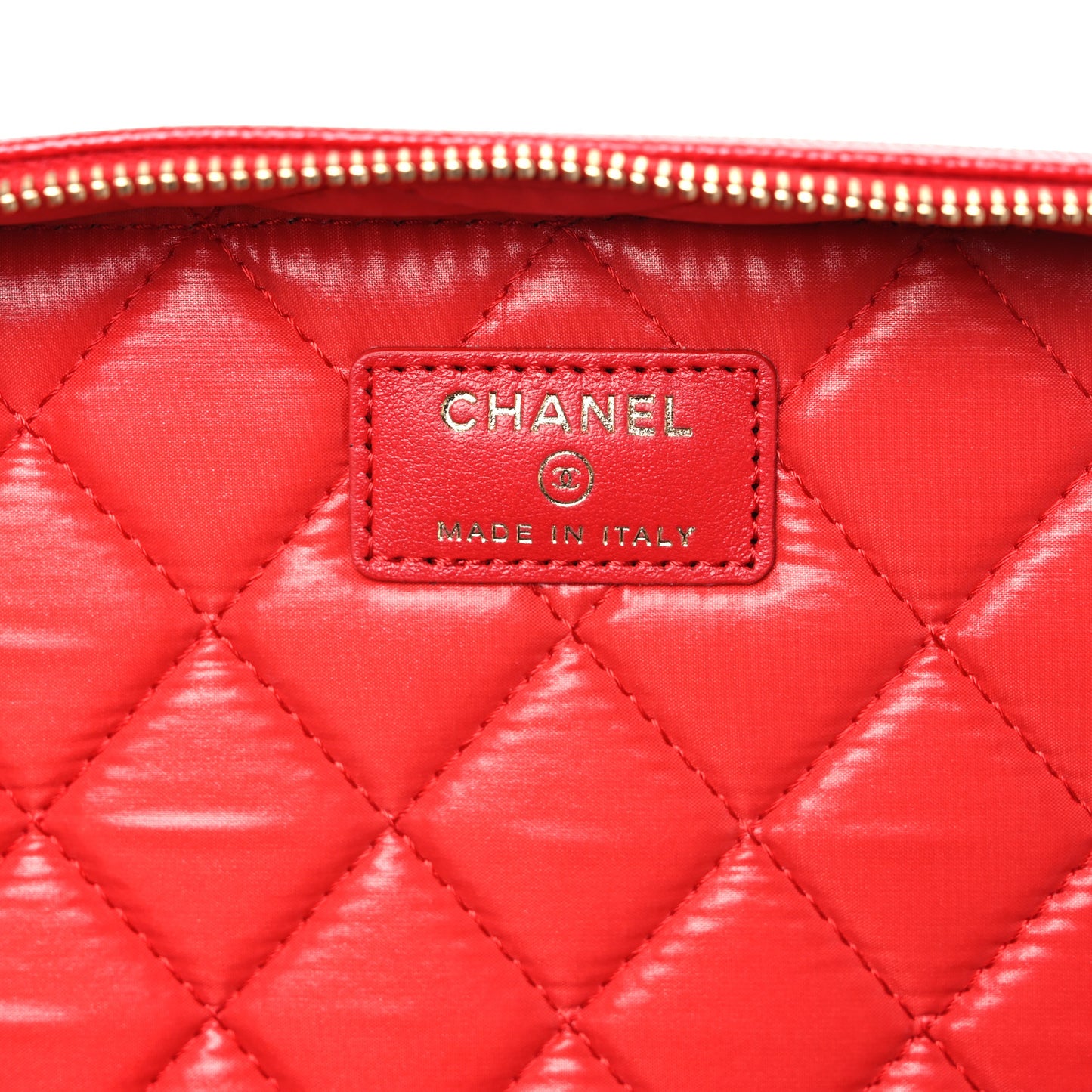 Caviar Quilted Large Vanity Pouch Red